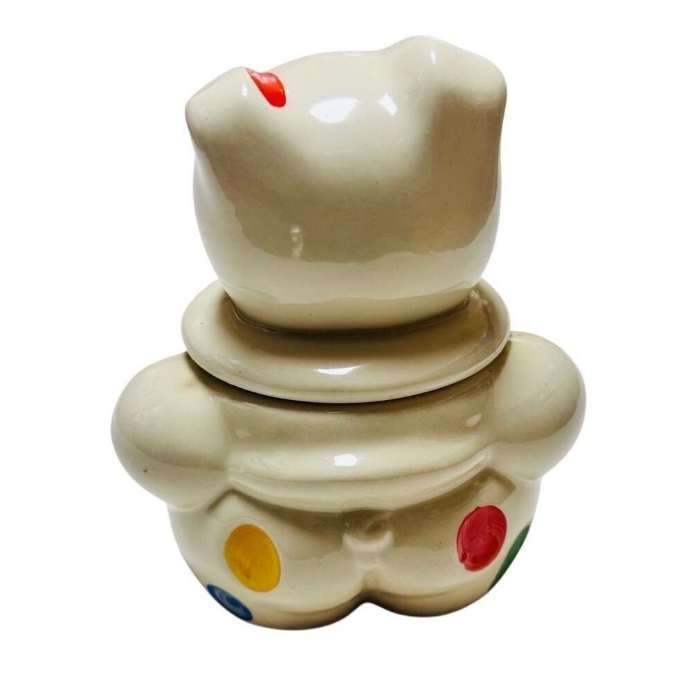 Shawnee American Bisque Vintage Polka Dot Smiling Pig Sugar Jar Ceramic - Picture 4 of 10